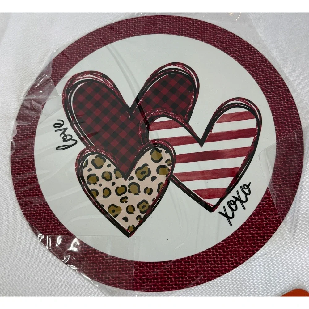NEW Red White Hearts Leopard XOXO Metal Sign 12